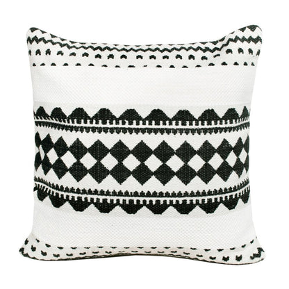 20" X 20" Black And White 100% Cotton Geometric Zippered Pillow HomeRoots