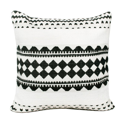 20" X 20" Black And White 100% Cotton Geometric Zippered Pillow HomeRoots