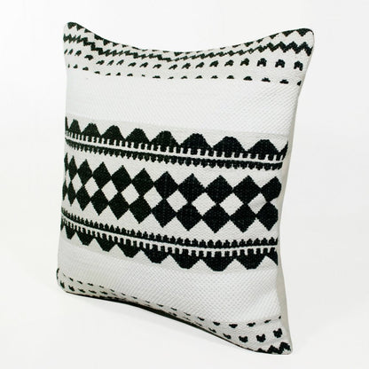 20" X 20" Black And White 100% Cotton Geometric Zippered Pillow HomeRoots
