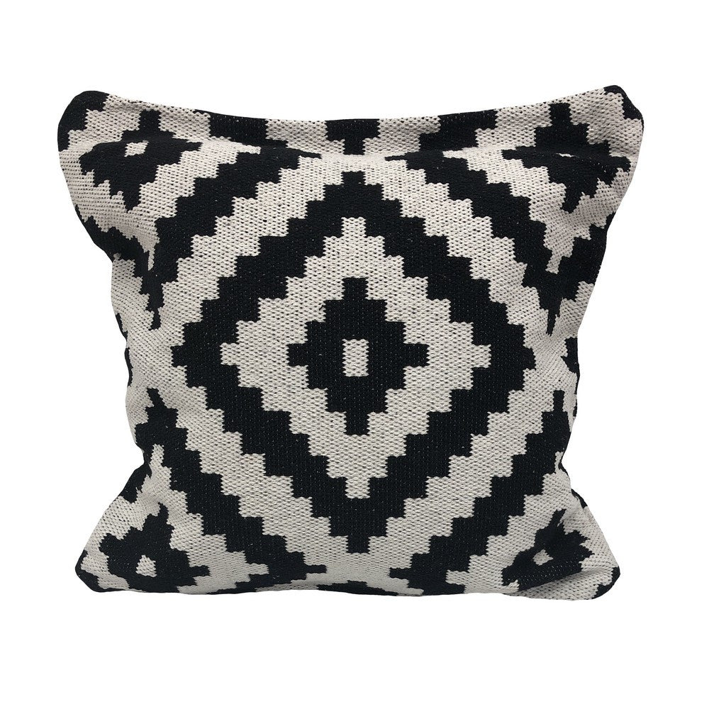24" X 24" Black and White Geometric Cotton Zippered Pillow FurniFindUSA