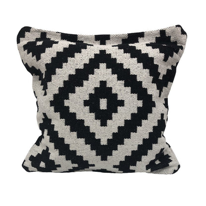 24" X 24" Black and White Geometric Cotton Zippered Pillow FurniFindUSA