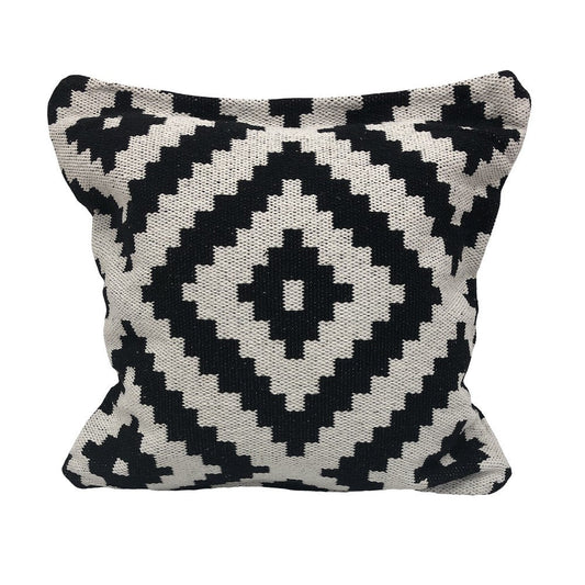 24" X 24" Black and White Geometric Cotton Zippered Pillow FurniFindUSA