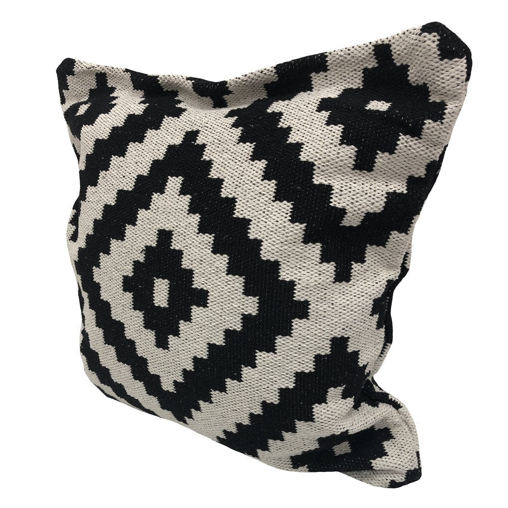 24" X 24" Black and White Geometric Cotton Zippered Pillow FurniFindUSA