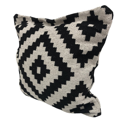 24" X 24" Black and White Geometric Cotton Zippered Pillow FurniFindUSA