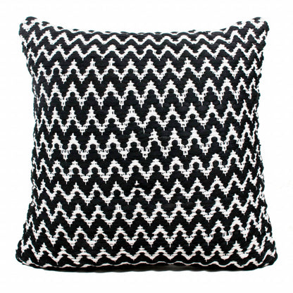 20" X 20" Black And White Polyester Chevron Zippered Pillow FurniFindUSA