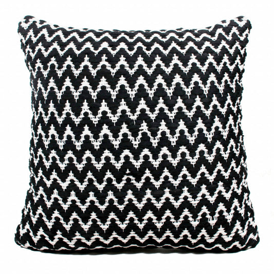 20" X 20" Black And White Polyester Chevron Zippered Pillow FurniFindUSA