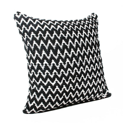 20" X 20" Black And White Polyester Chevron Zippered Pillow FurniFindUSA