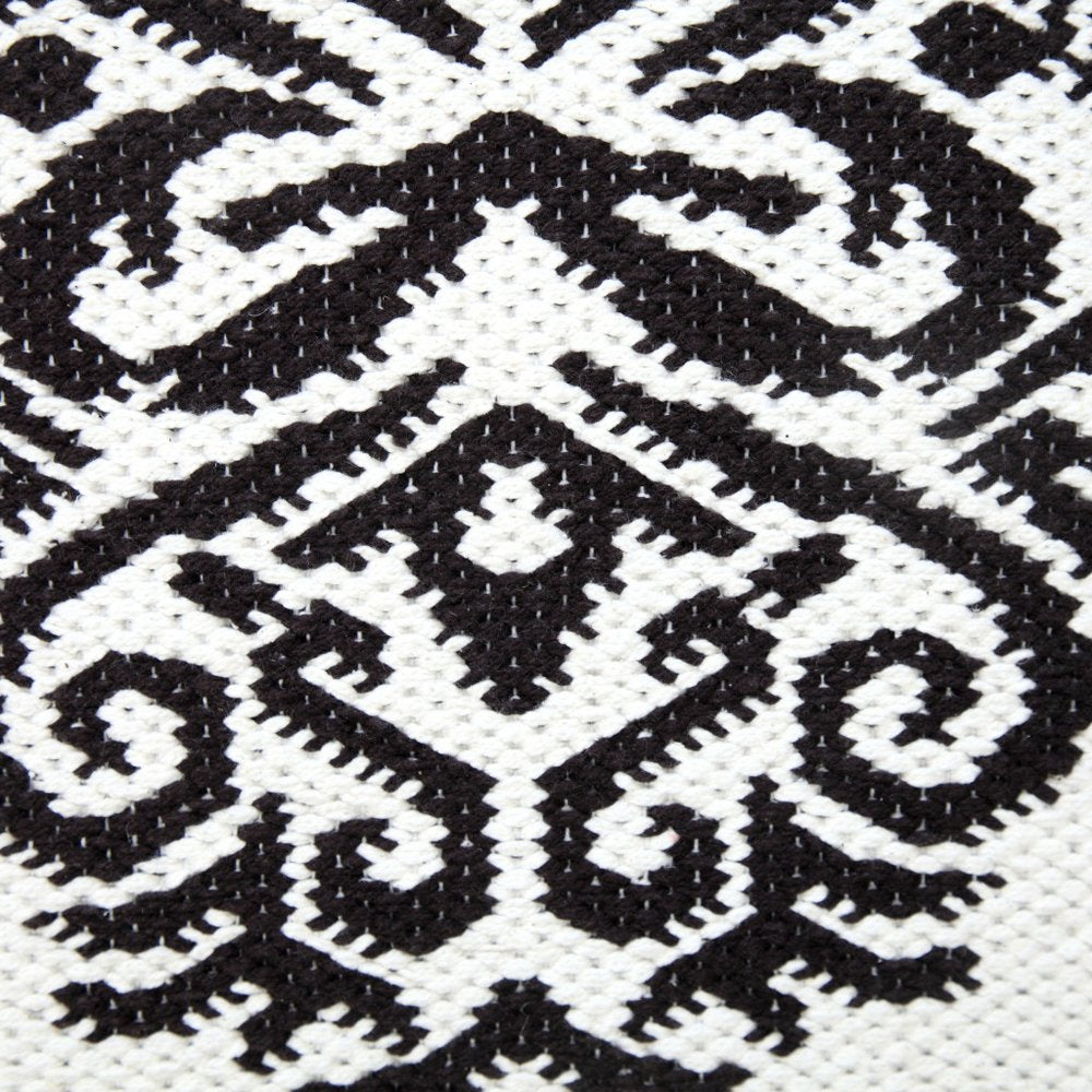 20" X 20" White And Black 100% Cotton Damask Zippered Pillow — view 8