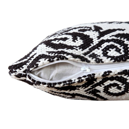 20" X 20" White And Black 100% Cotton Damask Zippered Pillow HomeRoots
