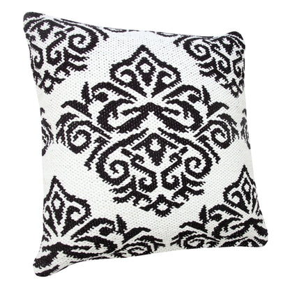 20" X 20" White And Black 100% Cotton Damask Zippered Pillow FurniFindUSA