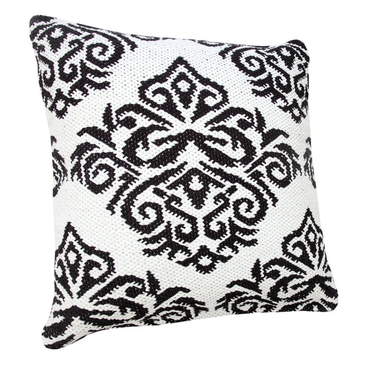 20" X 20" White And Black 100% Cotton Damask Zippered Pillow FurniFindUSA