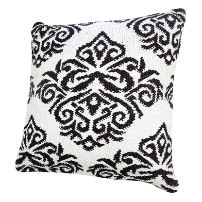 20" X 20" White And Black 100% Cotton Damask Zippered Pillow FurniFindUSA