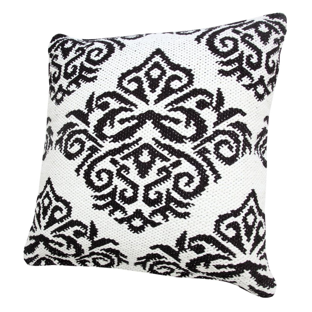 20" X 20" White And Black 100% Cotton Damask Zippered Pillow — view 4