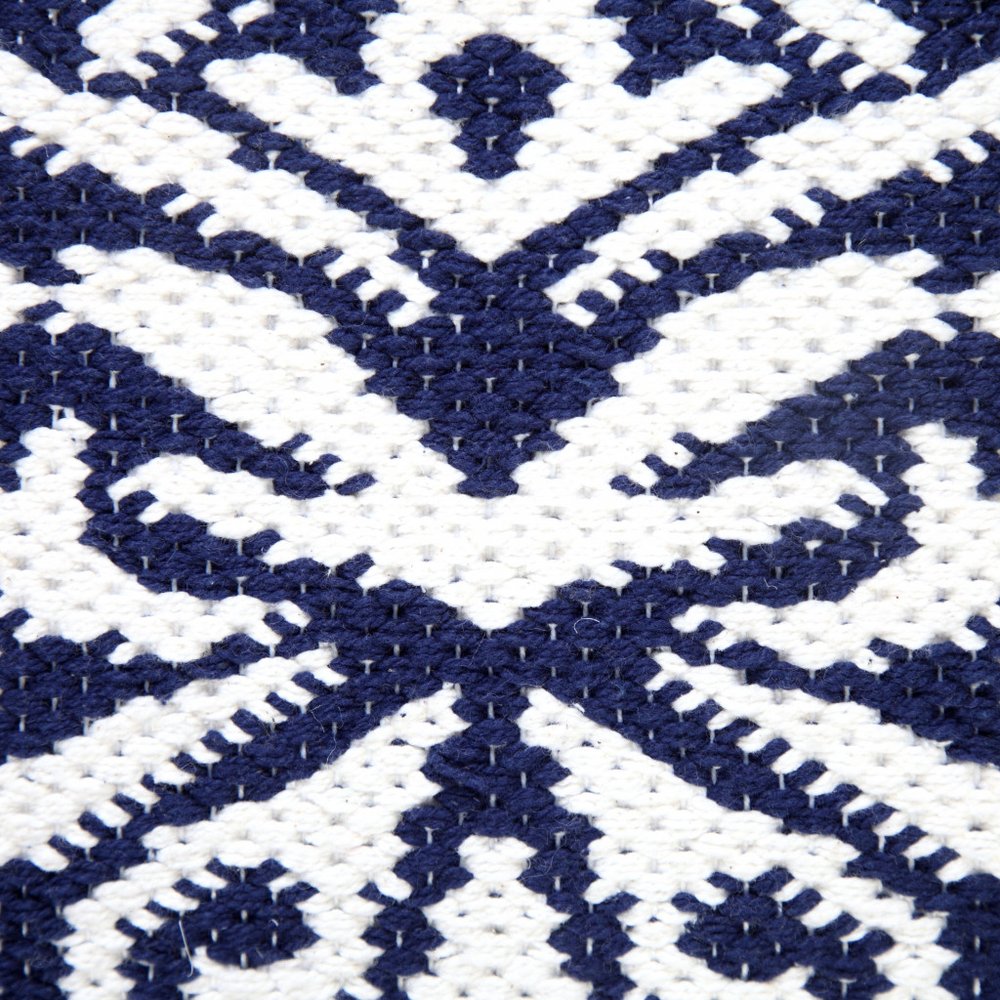 20" Blue And White Damask Cotton Throw Pillow HomeRoots