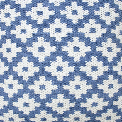 20" X 20" Blue And White 100% Cotton Geometric Zippered Pillow HomeRoots