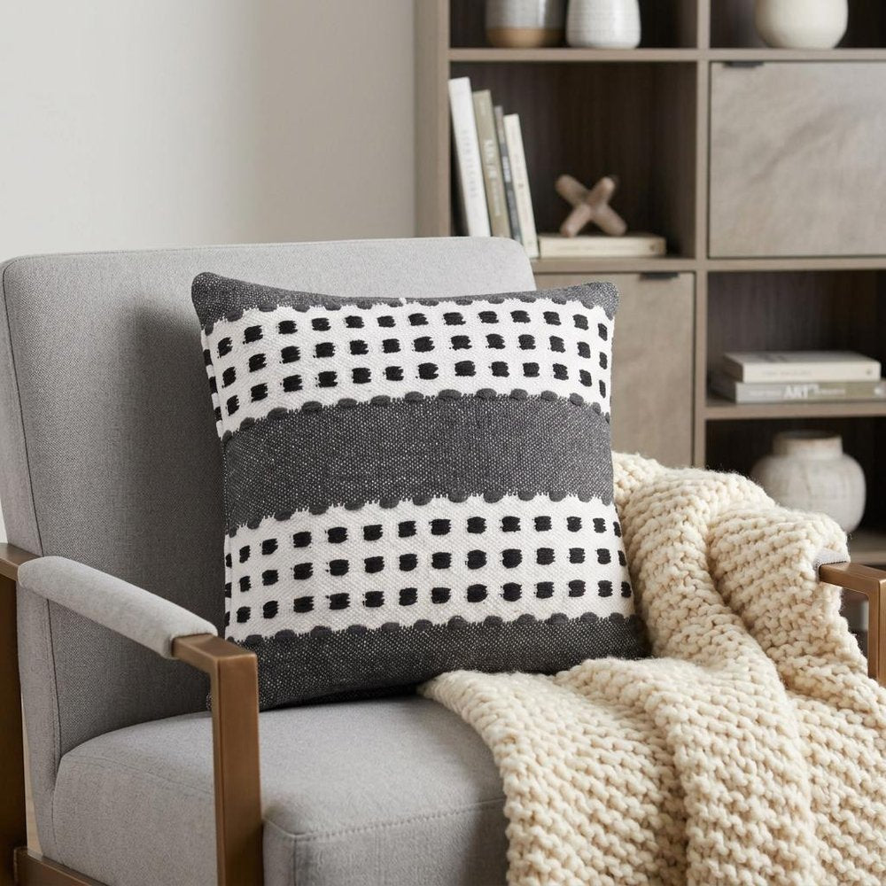 20" Black Gray and White Throw Pillow HomeRoots