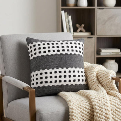 20" Black Gray and White Throw Pillow HomeRoots