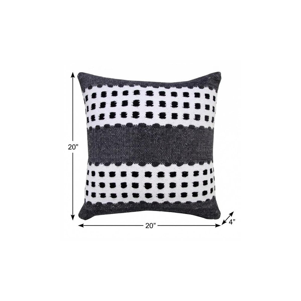 20" Black Gray and White Throw Pillow — view 8