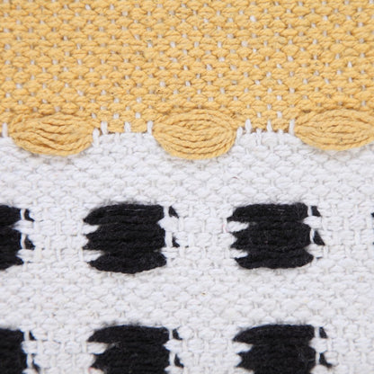 20" X 20" Yellow Black And White 100% Cotton Striped Zippered Pillow HomeRoots
