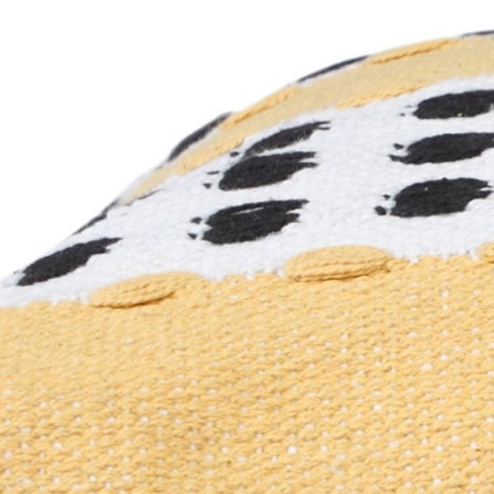 20" X 20" Yellow Black And White 100% Cotton Striped Zippered Pillow — view 7