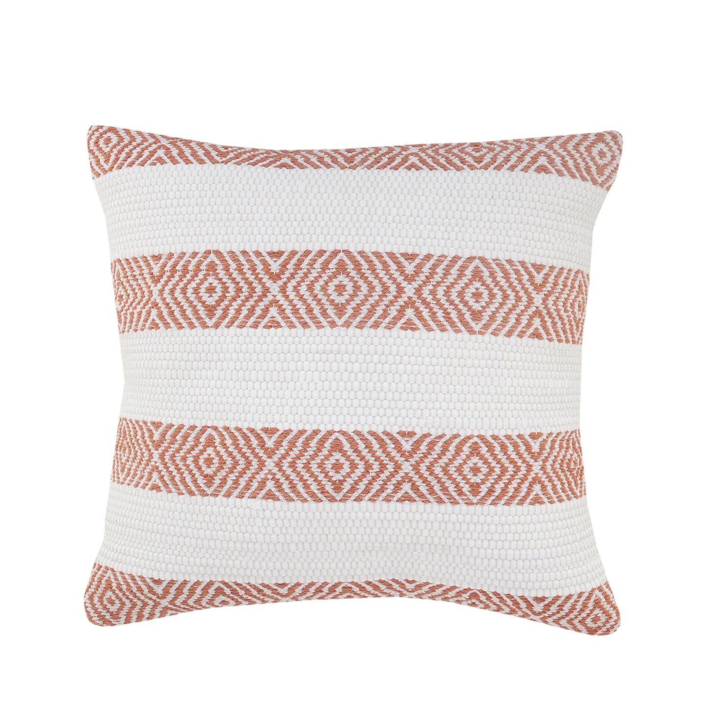 20" X 20" Orange And White 100% Cotton Striped Zippered Pillow FurniFindUSA