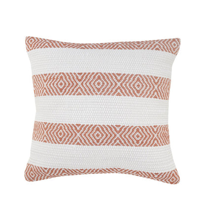 20" Orange And White Geo Striped Cotton Throw Pillow HomeRoots