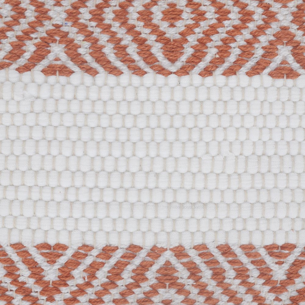 20" Orange And White Geo Striped Cotton Throw Pillow — view 2