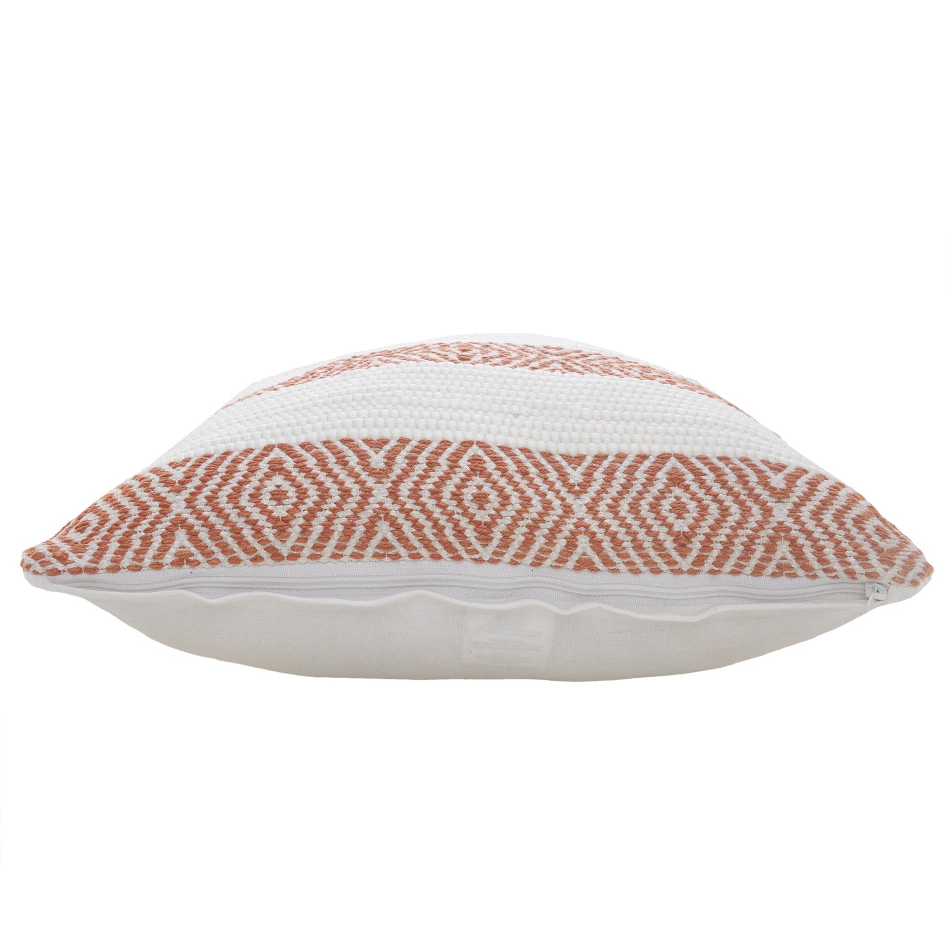 20" X 20" Orange And White 100% Cotton Striped Zippered Pillow FurniFindUSA