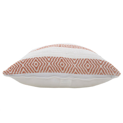 20" X 20" Orange And White 100% Cotton Striped Zippered Pillow FurniFindUSA
