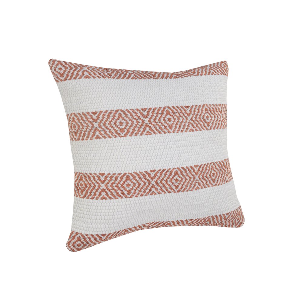 20" Orange And White Geo Striped Cotton Throw Pillow HomeRoots
