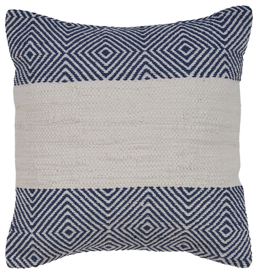 18" X 18" Blue And Ivory 100% Cotton Striped Zippered Pillow FurniFindUSA