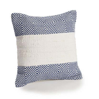 18" X 18" Blue And Ivory 100% Cotton Striped Zippered Pillow FurniFindUSA