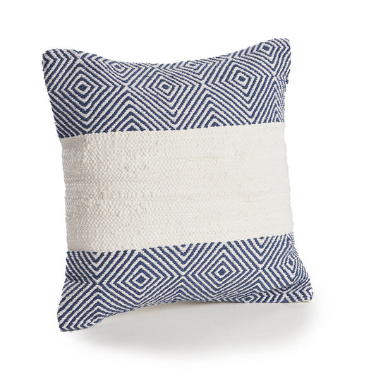 18" X 18" Blue And Ivory 100% Cotton Striped Zippered Pillow FurniFindUSA