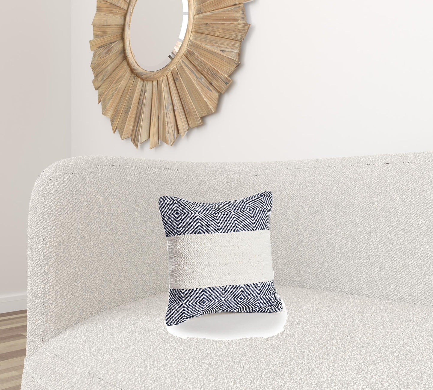 18" X 18" Blue And Ivory 100% Cotton Striped Zippered Pillow FurniFindUSA