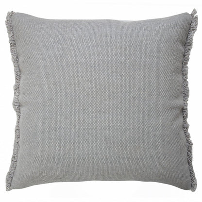 20" Gray Cotton Throw Pillow with Fringe HomeRoots