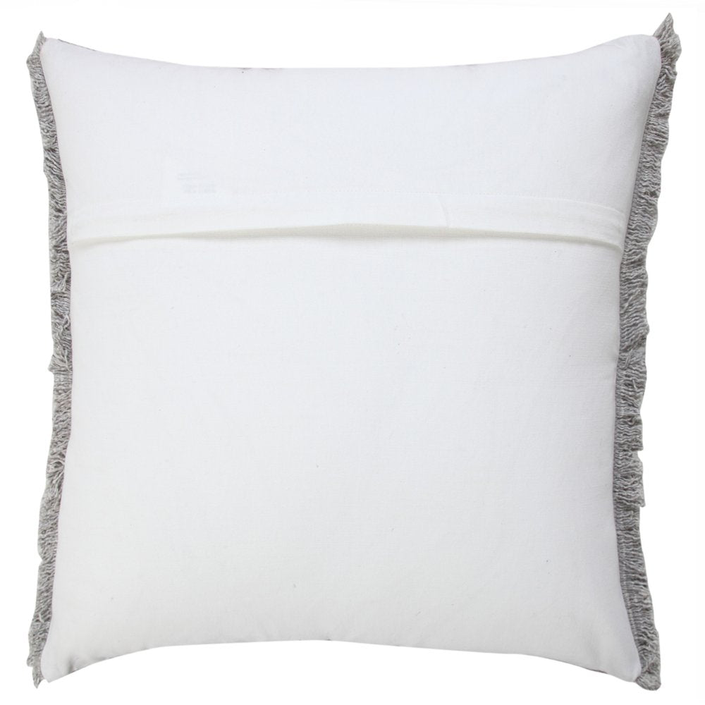 20" Gray Cotton Throw Pillow with Fringe — view 6