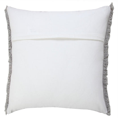 20" Gray Cotton Throw Pillow with Fringe HomeRoots
