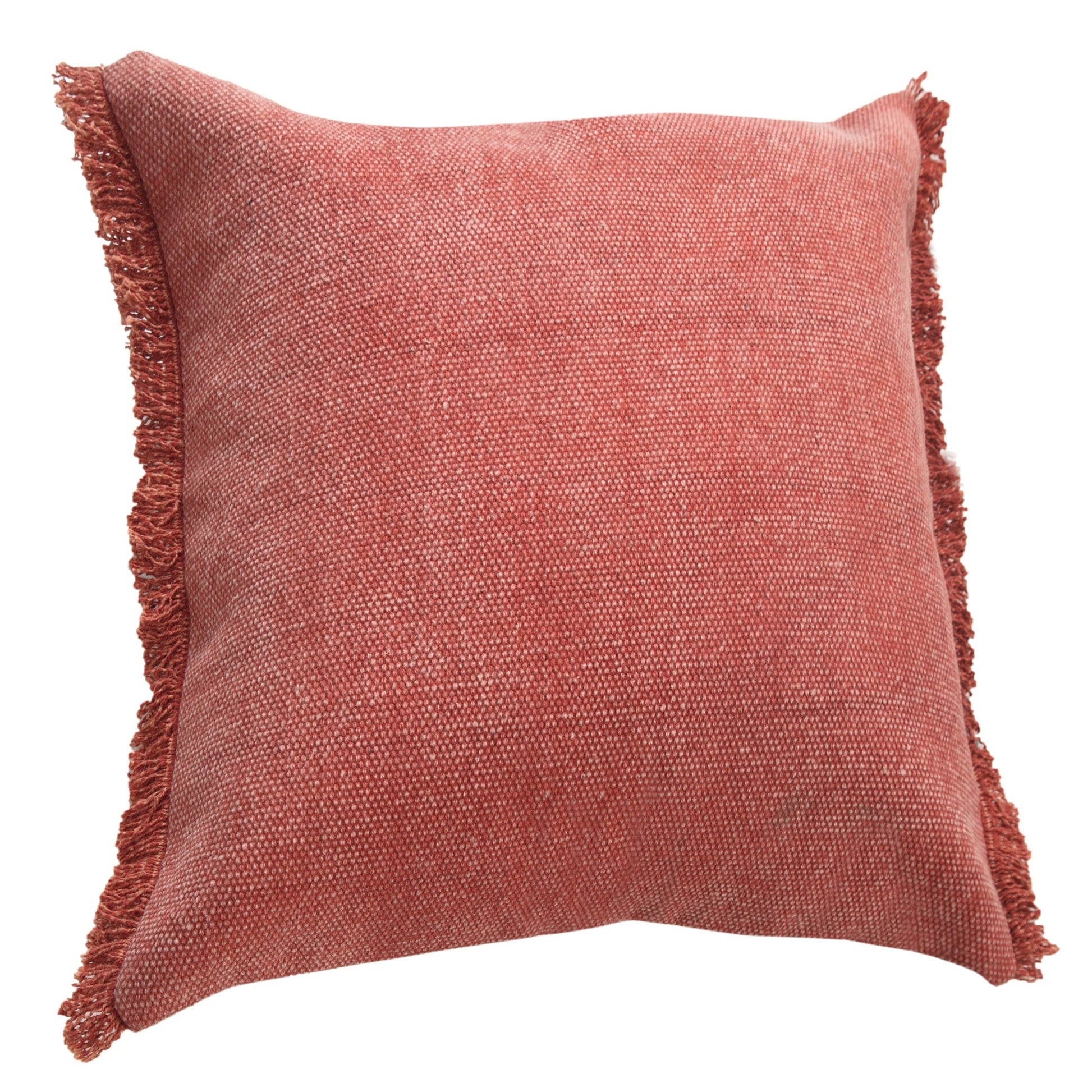 20" X 20" Dusty Rose Pink And Muted Clay 100% Cotton Zippered Pillow FurniFindUSA