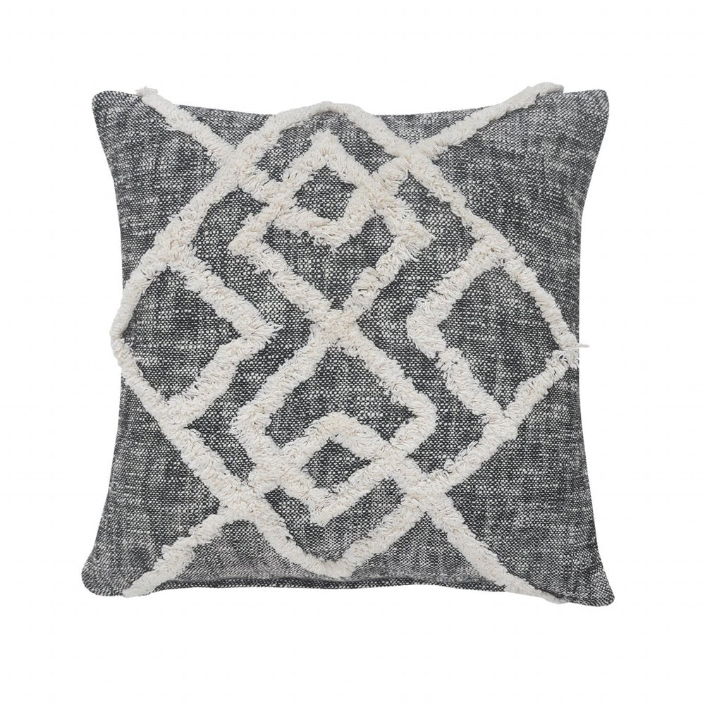 20" X 20" Black And Cream 100% Cotton Geometric Zippered Pillow — view 1