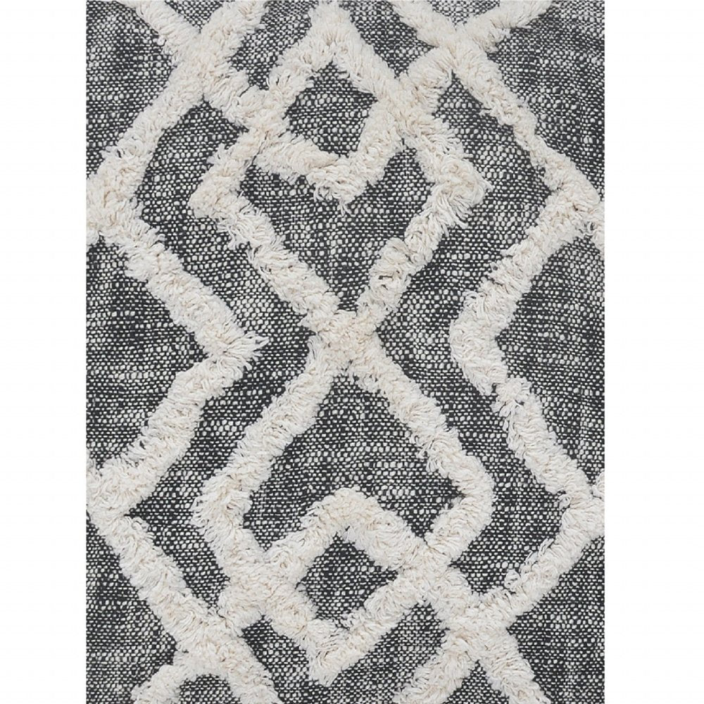 20" X 20" Black And Cream 100% Cotton Geometric Zippered Pillow — view 4