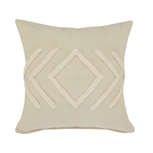 20" X 20" Birch And White 100% Cotton Geometric Zippered Pillow