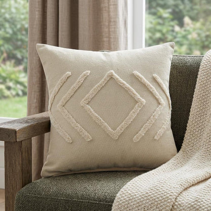 20" X 20" Birch And White 100% Cotton Geometric Zippered Pillow HomeRoots