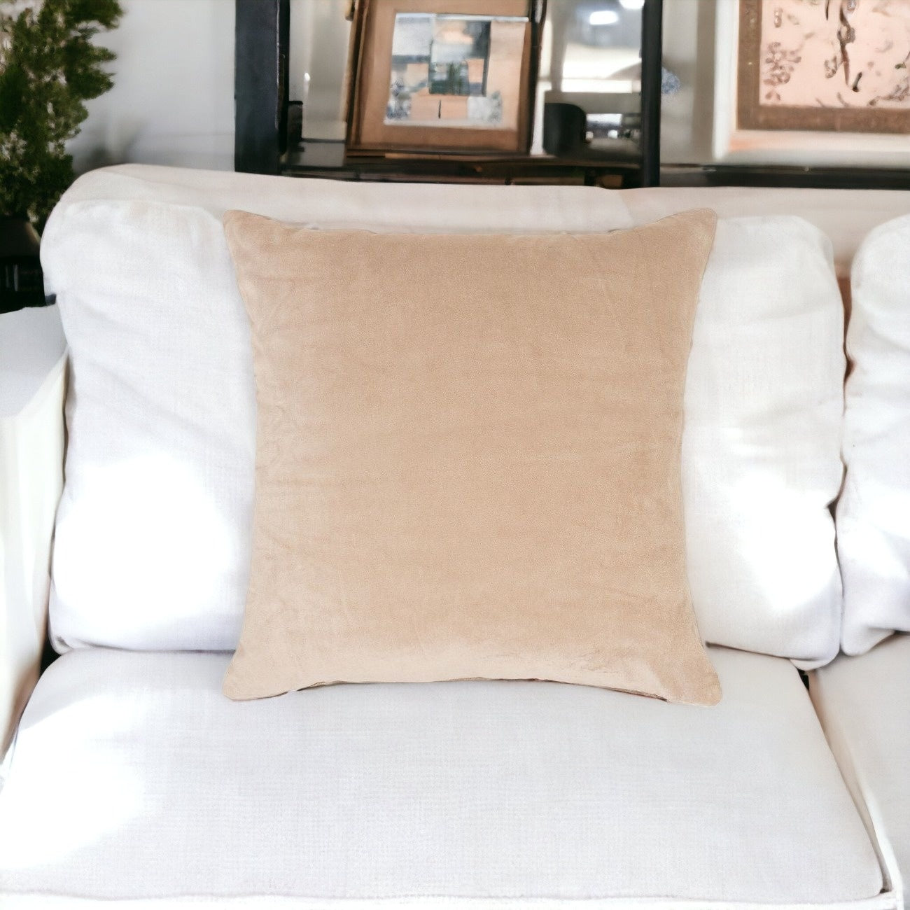 20" X 20" Taupe Cotton Zippered Pillow FurniFindUSA