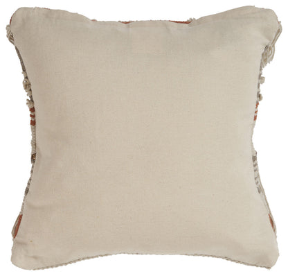 18" X 18" Beige and Red Striped Cotton Zippered Pillow With Fringe FurniFindUSA