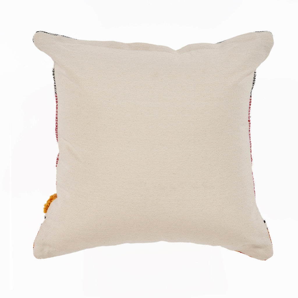 18" X 18" Red and Ivory Linen Cotton Zippered Pillow FurniFindUSA