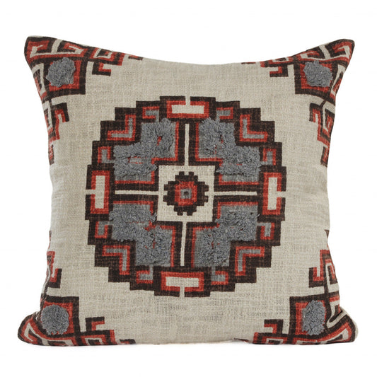 18" X 18" Brown And Beige 100% Cotton Abstract Zippered Pillow FurniFindUSA