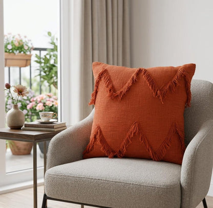20" Cinnamon Cotton Throw Pillow with Texture HomeRoots