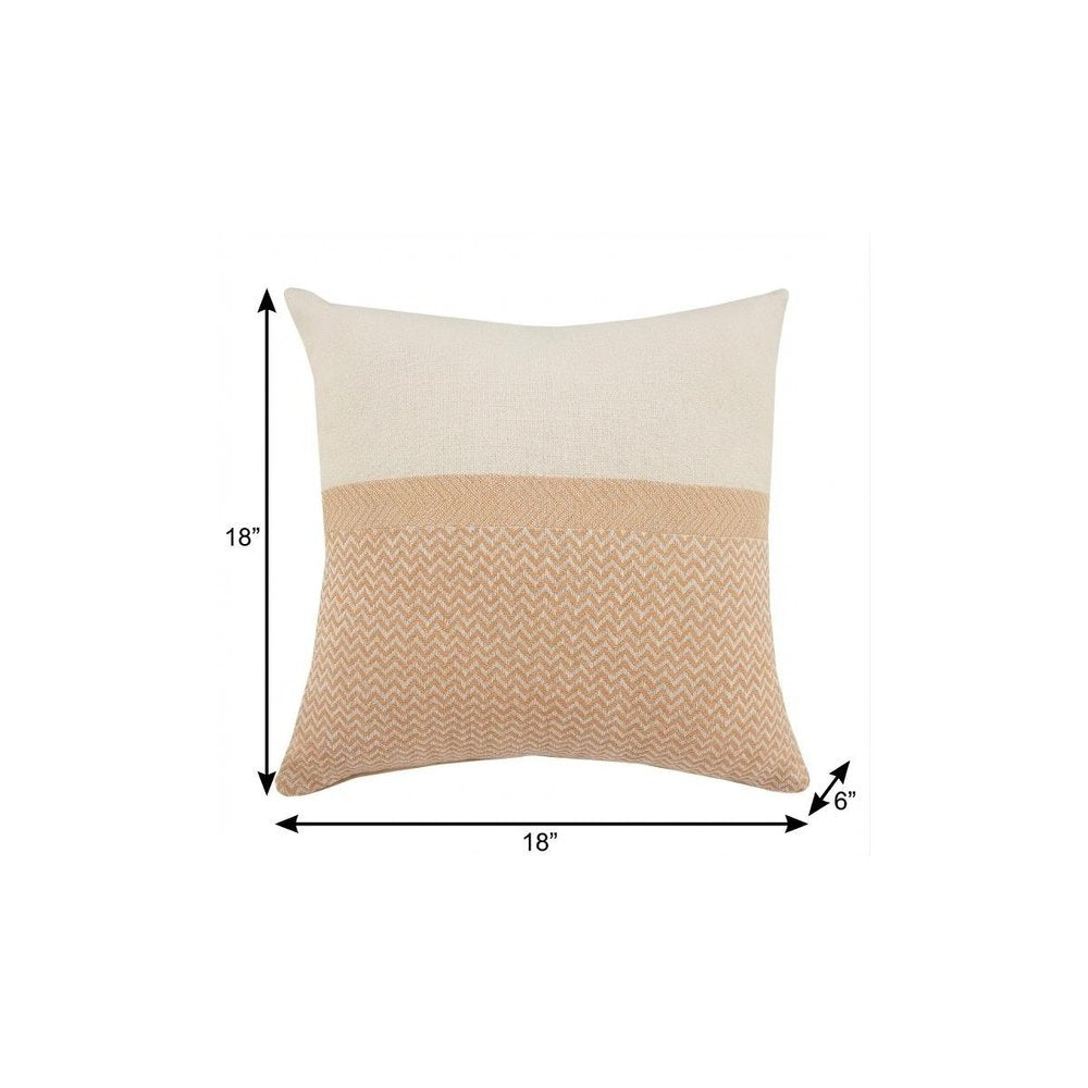 18" Orange and Off White Throw Pillow — view 9