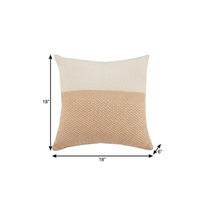 18" Orange and Off White Throw Pillow