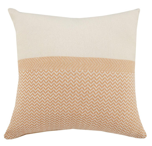 18" Orange and Off White Throw Pillow